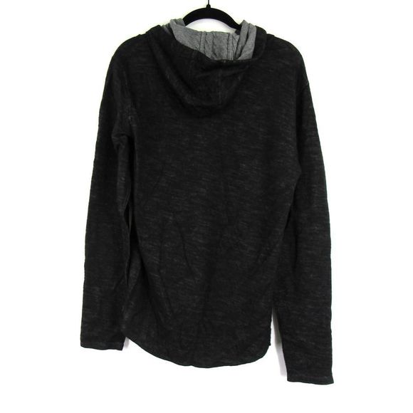 Vince Contrast Men's Double Knit Cotton & Wool Hoodie, Size Medium - Black - Picture 2 of 6